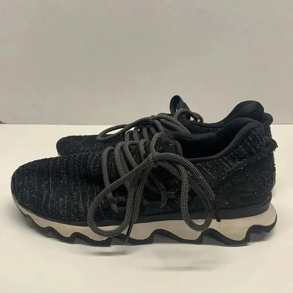 Sorel Kinetic Lace Up Low Top Knit Sneakers Running Shoe Black Women's 8 - Picture 2 of 10